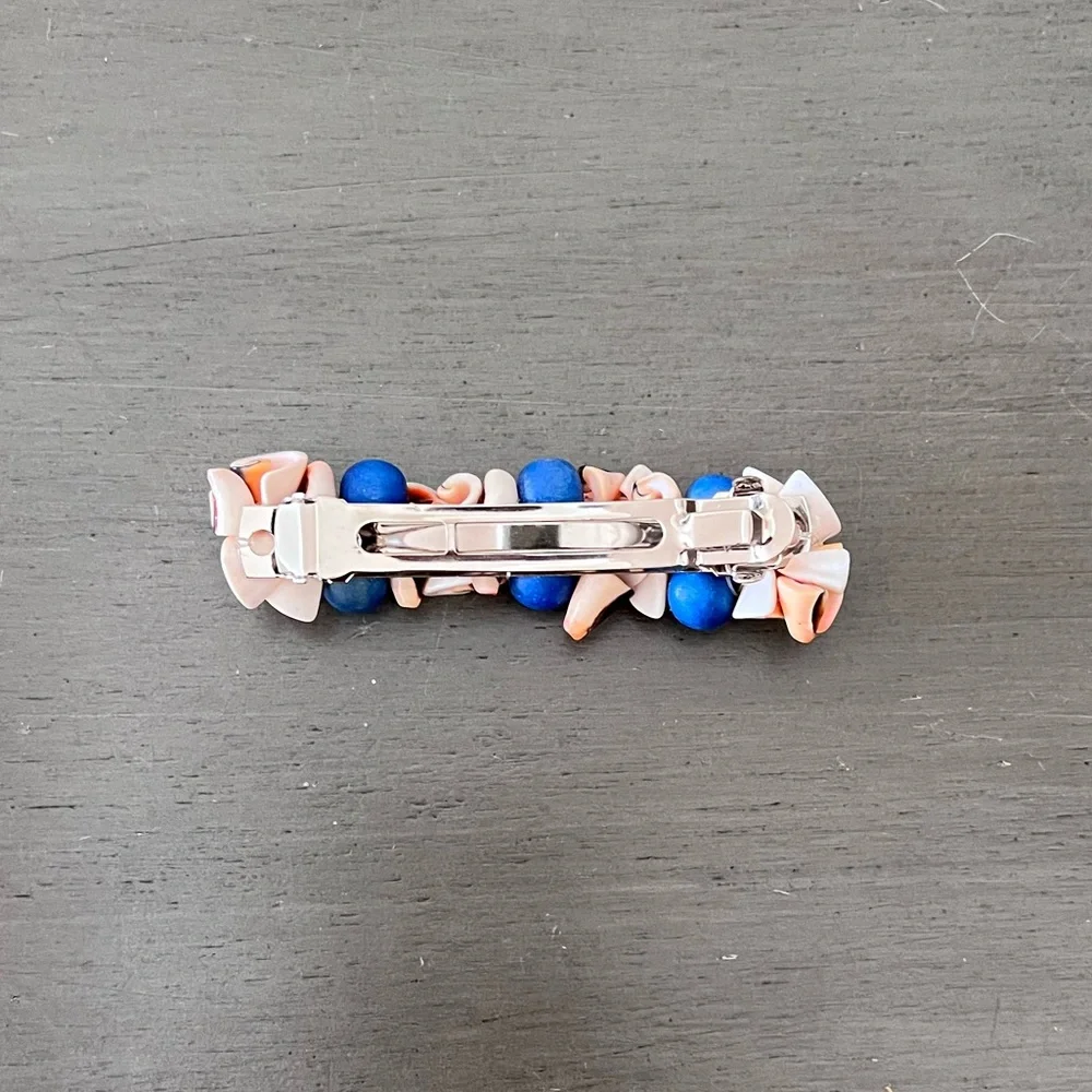 Coral Seashell Shell Blue Wood Bead 3.5